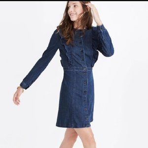 NWT Madewell denim ruffle-front dress Style G8741 Size 8